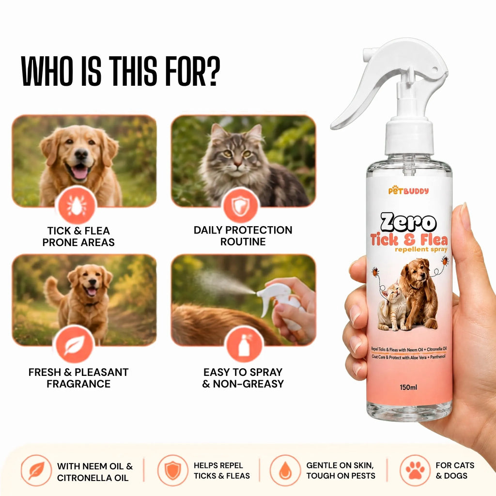 Zero Tick & Flea Repellent Spray for Cats & Dogs